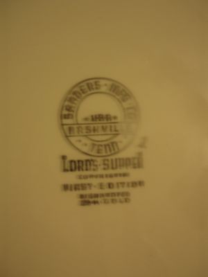 label on Lord's supper plate